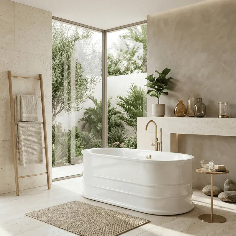 Aquakast Mosoa Freestanding Bath | Stone Resin Reinforced | Double Ended Luxury with Tap Ledge - 1675 x 800mm