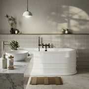 Aquakast Mosoa Freestanding Bath | Stone Resin Reinforced | Double Ended Luxury with Tap Ledge - 1500 x 800mm