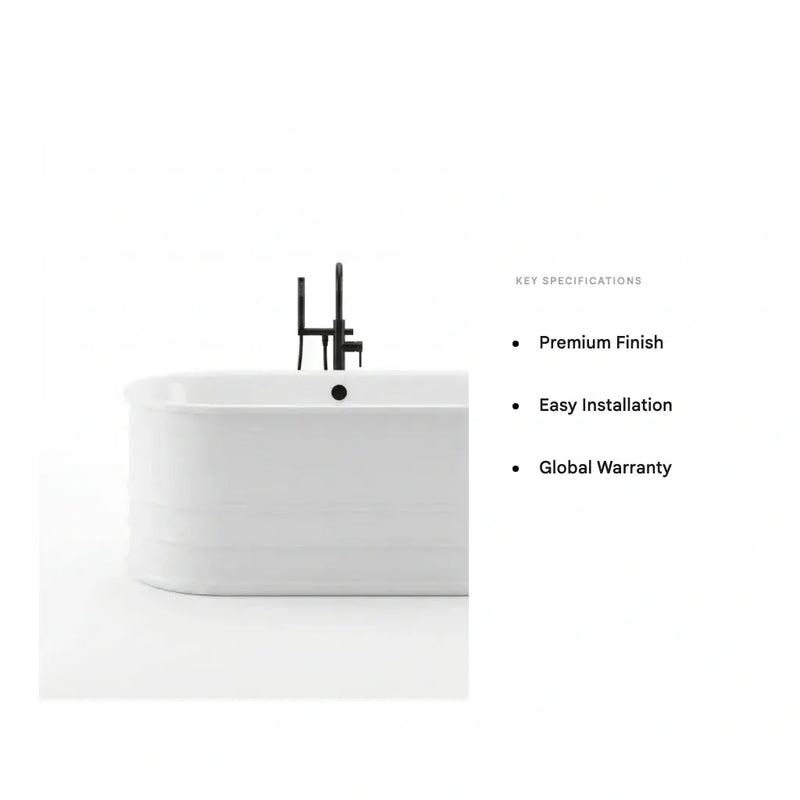 Aquakast Mosoa Freestanding Bath | Stone Resin Reinforced | Double Ended Luxury with Tap Ledge - 1500 x 800mm