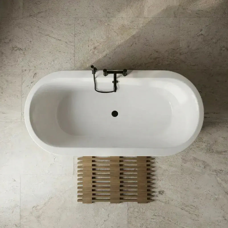 Aquakast Mosoa Freestanding Bath | Stone Resin Reinforced | Double Ended Luxury with Tap Ledge - 1500 x 800mm