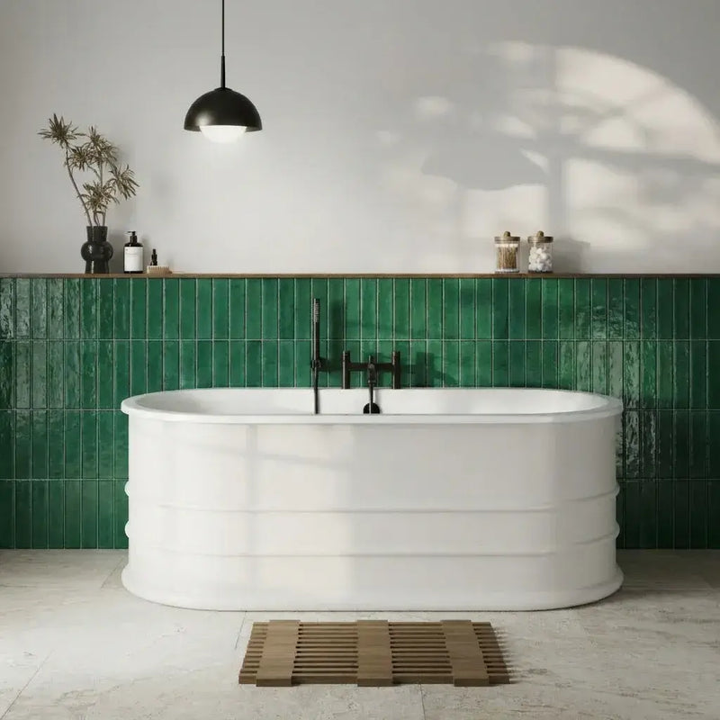 Aquakast Mosoa Freestanding Bath | Stone Resin Reinforced | Double Ended Luxury with Tap Ledge - 1500 x 800mm