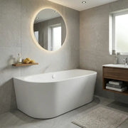Aquakast Osyn 1640x760mm Back-to-Wall Freestanding Bath - Stone Resin Reinforced