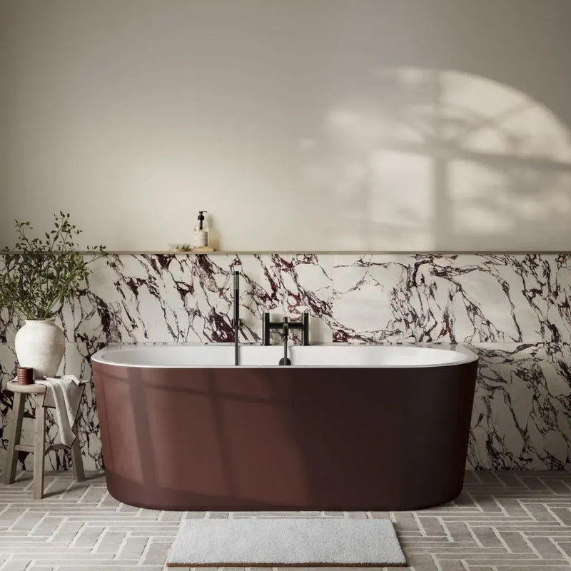 Aquakast Osyn 1640x760mm Back-to-Wall Freestanding Bath - Stone Resin Reinforced