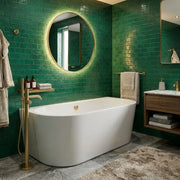 Aquakast Osyn 1640x760mm Back-to-Wall Freestanding Bath - Stone Resin Reinforced
