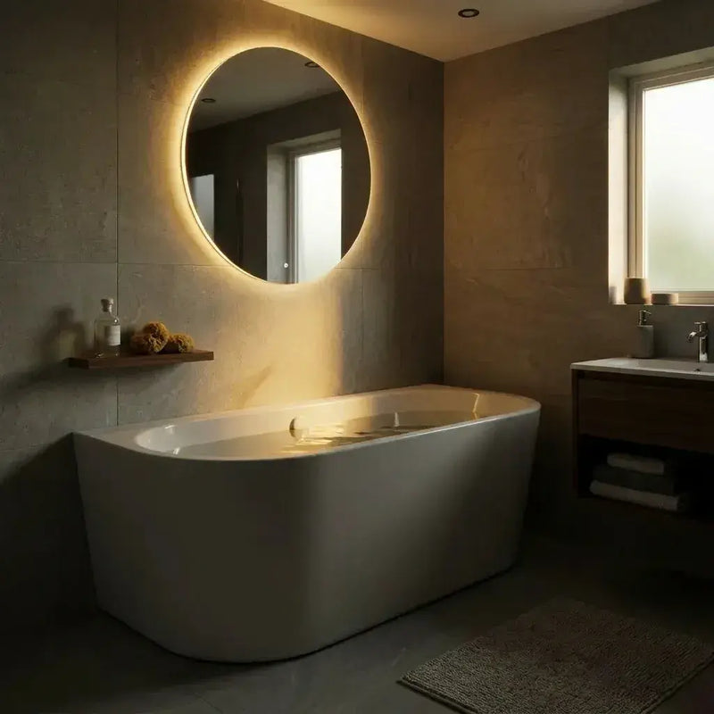 Aquakast Osyn 1640x760mm Back-to-Wall Freestanding Bath - Stone Resin Reinforced