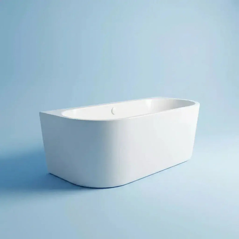 Aquakast Osyn 1640x760mm Back-to-Wall Freestanding Bath - Stone Resin Reinforced