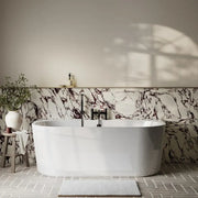 Aquakast Osyn 1640x760mm Back-to-Wall Freestanding Bath - Stone Resin Reinforced