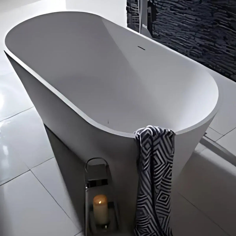 Aquanatural Cusco 1650mm Stone Resin Freestanding Bath | Luxury Solid Surface Matt White