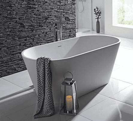 Aquanatural Cusco 1650mm Stone Resin Freestanding Bath | Luxury Solid Surface Matt White