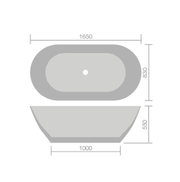 Aquanatural Cusco 1650mm Stone Resin Freestanding Bath | Luxury Solid Surface Matt White
