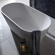 Aquanatural Cusco Mini 1550mm Stone Resin Freestanding Bath | Solid Surface Matt White Luxury