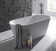 Aquanatural Cusco Mini 1550mm Stone Resin Freestanding Bath | Solid Surface Matt White Luxury