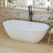 Aquanatural Cusco Mini 1550mm Stone Resin Freestanding Bath | Solid Surface Matt White Luxury