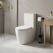 Aquila Close Coupled Toilet Rimless Fully Shrouded and Soft Close Seat, Comfort Height