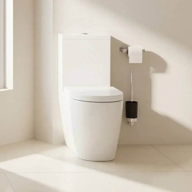 Aquila Close Coupled Toilet Rimless Fully Shrouded and Soft Close Seat, Comfort Height