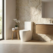 Aquila Close Coupled Toilet Rimless Fully Shrouded and Soft Close Seat, Comfort Height