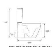 Aquila Close Coupled Toilet Rimless Fully Shrouded and Soft Close Seat, Comfort Height