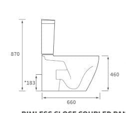 Aquila Close Coupled Toilet Rimless Fully Shrouded and Soft Close Seat, Comfort Height