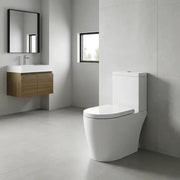Aquila Close Coupled Toilet Rimless Open Back and Soft Close Seat