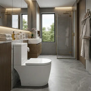 Aquila Close Coupled Toilet Rimless Open Back and Soft Close Seat