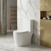 Aquila Close Coupled Toilet Rimless Open Back and Soft Close Seat