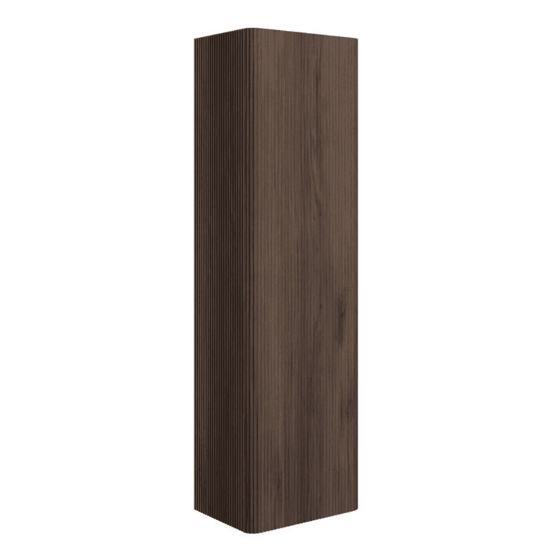 Arden 350mm Wall Hung 1 Door Tall Bathroom Unit - Textured Walnut