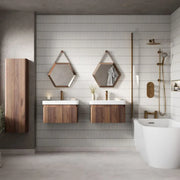 Arden 350mm Wall Hung 1 Door Tall Bathroom Unit - Textured Walnut