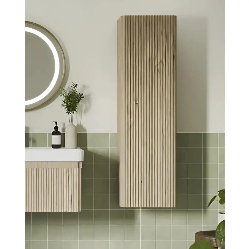 Arden 350mm Wall Hung 1 Door Tall Unit - Textured Oak