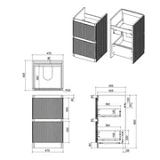 Arden 500mm Floor Standing 2 Drawer Basin Unit & Ceramic Basin - Textured Oak