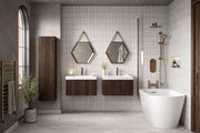 Arden 500mm Wall Hung 1 Drawer Basin Unit & Basin - Textured Walnut