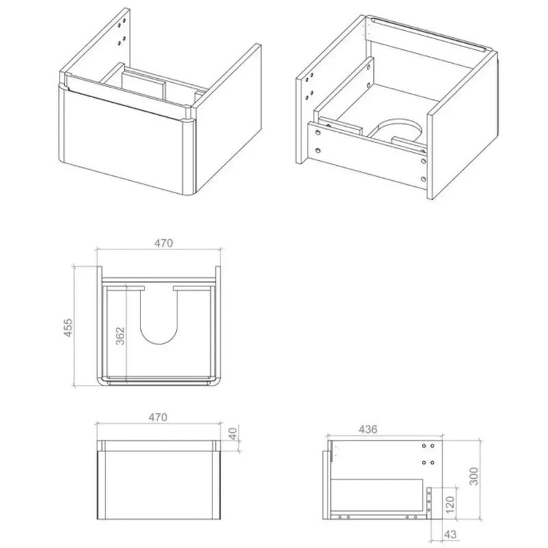 Arden 500mm Wall Hung 1 Drawer Basin Unit & Ceramic Basin - Textured Oak