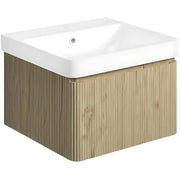 Arden 500mm Wall Hung 1 Drawer Basin Unit & Ceramic Basin - Textured Oak