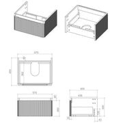 Arden 600mm Wall Hung 1 Drawer Basin Unit & Basin - Textured Oak