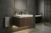 Arden 600mm Wall Hung 1 Drawer Basin Unit & Basin - Textured Walnut
