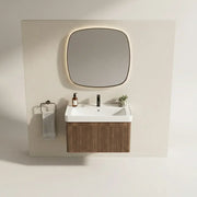 Arden 600mm Wall Hung 1 Drawer Basin Unit & Basin - Textured Walnut