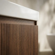 Arden 600mm Wall Hung 1 Drawer Basin Unit & Basin - Textured Walnut