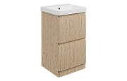 Arden 605mm Floor Standing 2 Drawer Basin Unit & Ceramic Basin - Textured Oak