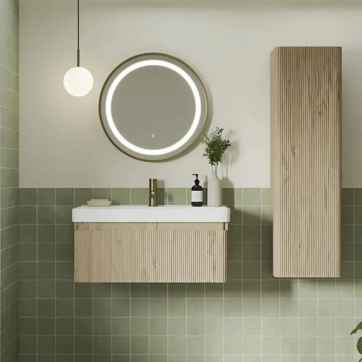 Arden 805mm Wall Hung 1 Drawer Basin Unit & Basin - Textured Oak