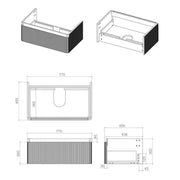 Arden 805mm Wall Hung 1 Drawer Basin Unit & Basin - Textured Oak