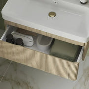 Arden 805mm Wall Hung 1 Drawer Basin Unit & Basin - Textured Oak