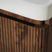 Arden 805mm Wall Hung 1 Drawer Basin Unit & Ceramic Basin - Textured Walnut