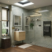 B8 Black Walk in Shower Screen 8mm Glass, Optional Side Panel & Flipper Screen - 500mm