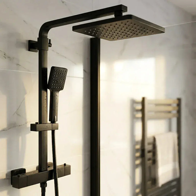 B8 Black Walk in Shower Screen 8mm Glass, Optional Side Panel & Flipper Screen - 500mm