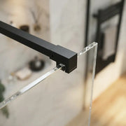 B8 Black Walk in Shower Screen 8mm Glass, Optional Side Panel & Flipper Screen - 760mm