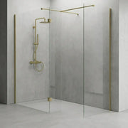 B8 Brushed Brass Walk in Shower Screen 8mm Glass, Optional Side Panel - 700mm