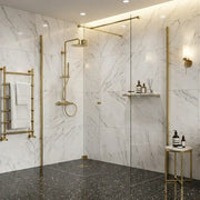 B8 Brushed Brass Walk in Shower Screen 8mm Glass, Optional Side Panel - 800mm