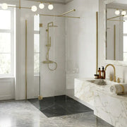 B8 Brushed Brass Walk in Shower Screen 8mm Glass, Optional Side Panel - 1000mm