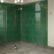 B8 Brushed Brass Walk in Shower Screen 8mm Glass, Optional Side Panel - 700mm