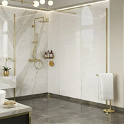 B8 Brushed Brass Walk in Shower Screen 8mm Glass, Optional Side Panel - 800mm