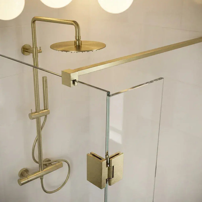 B8 Brushed Brass Walk in Shower Screen 8mm Glass, Optional Side Panel - 700mm